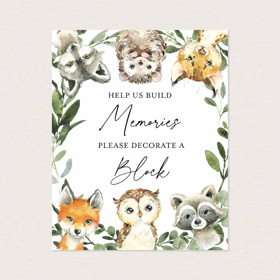 Little Woodland Baby Shower Decorate A Block Printable