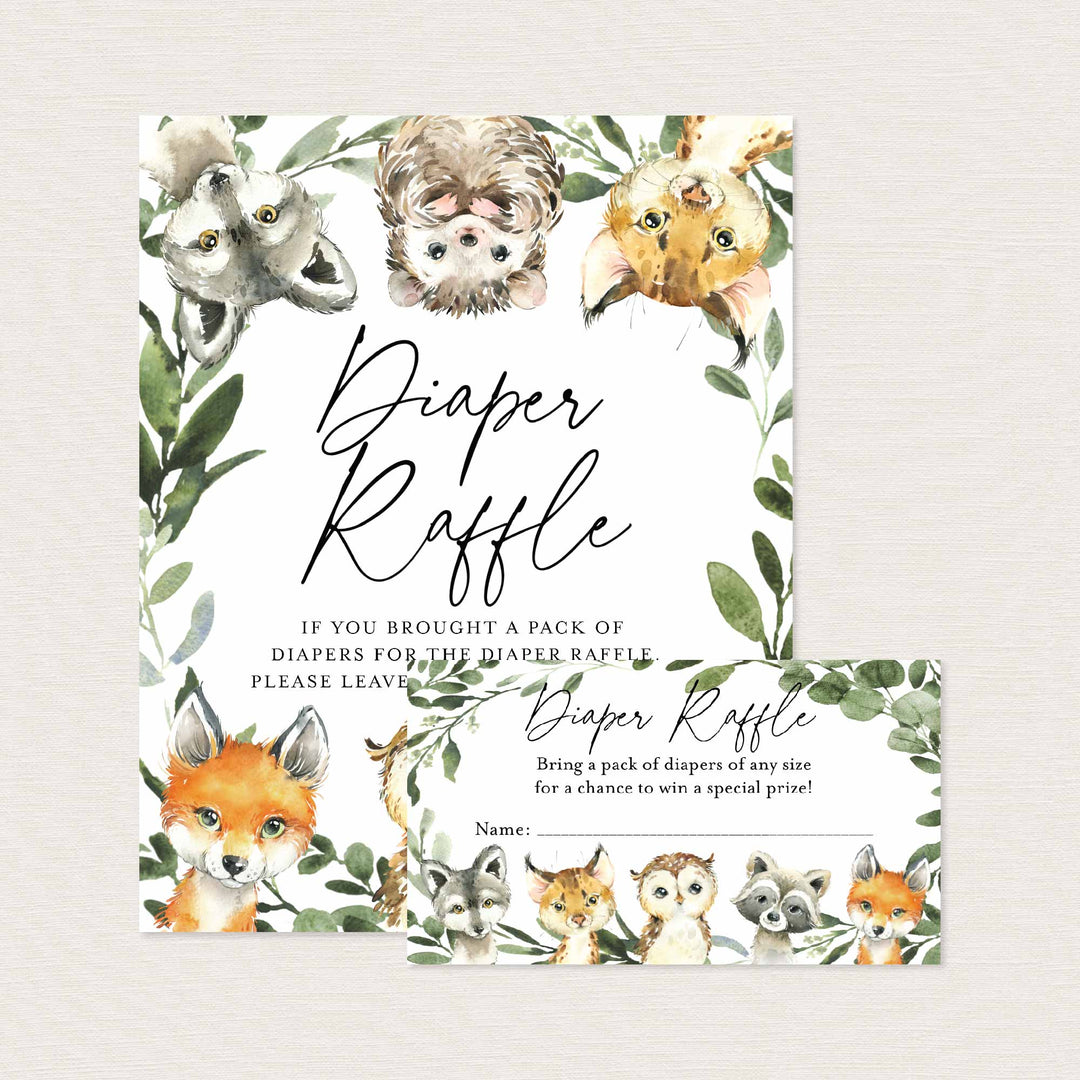 Little Woodland Baby Shower Diaper Raffle Printable