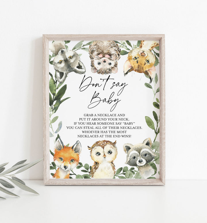 Little Woodland Baby Shower Don't Say Baby Game Printable