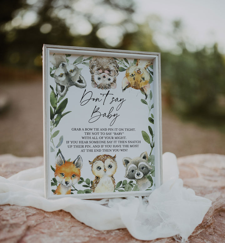 Little Woodland Baby Shower Don't Say Baby Game Printable