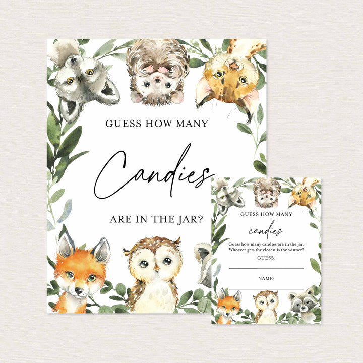 Little Woodland Baby Shower Guess How Many Candies Game Printable