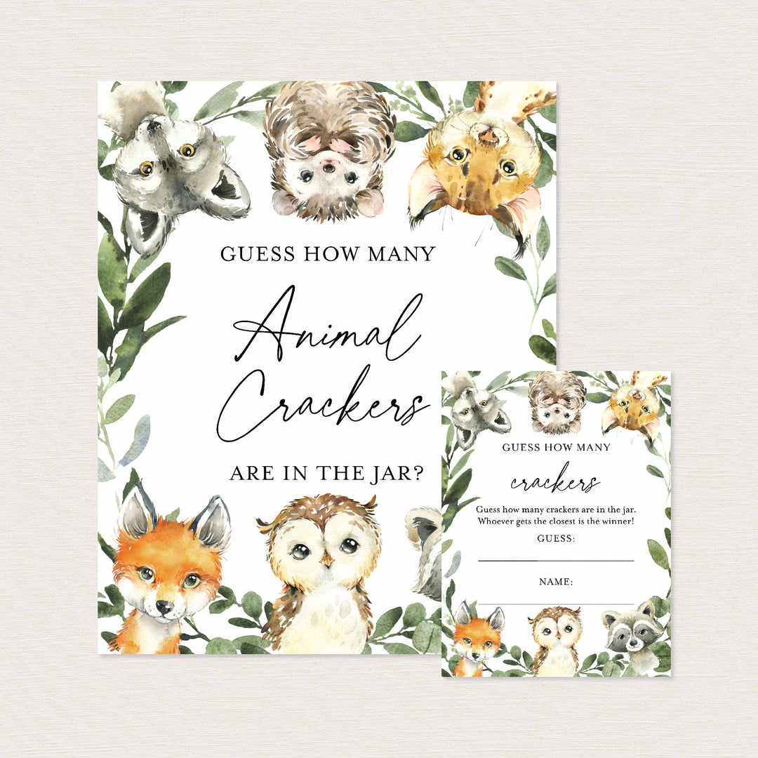 Little Woodland Baby Shower Guess How Many Animal Crackers Game Printable