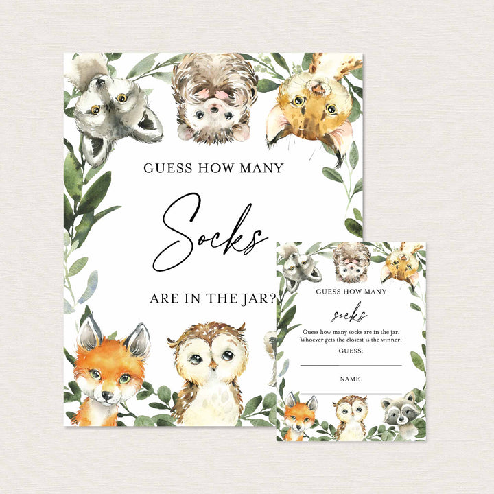 Little Woodland Baby Shower Guess How Many Socks Game Printable