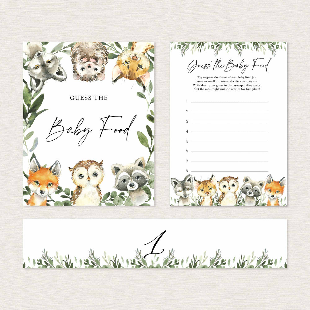 Little Woodland Baby Shower Guess The Baby Food Game Printable