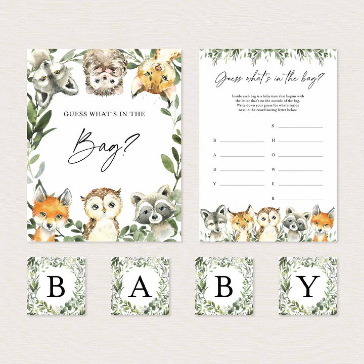 Little Woodland Baby Shower Guess What's In The Bag Game Printable