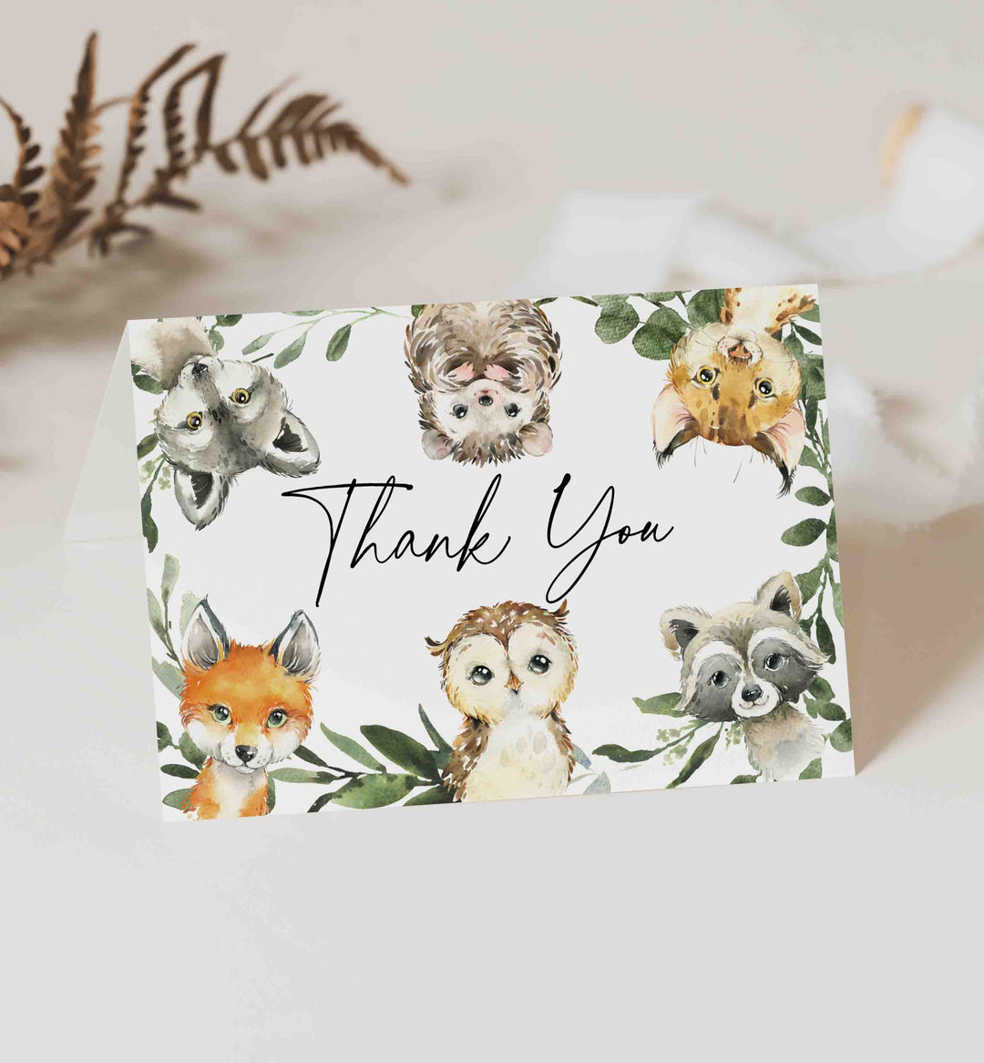 Little Woodland Baby Shower Thank You Card Printable