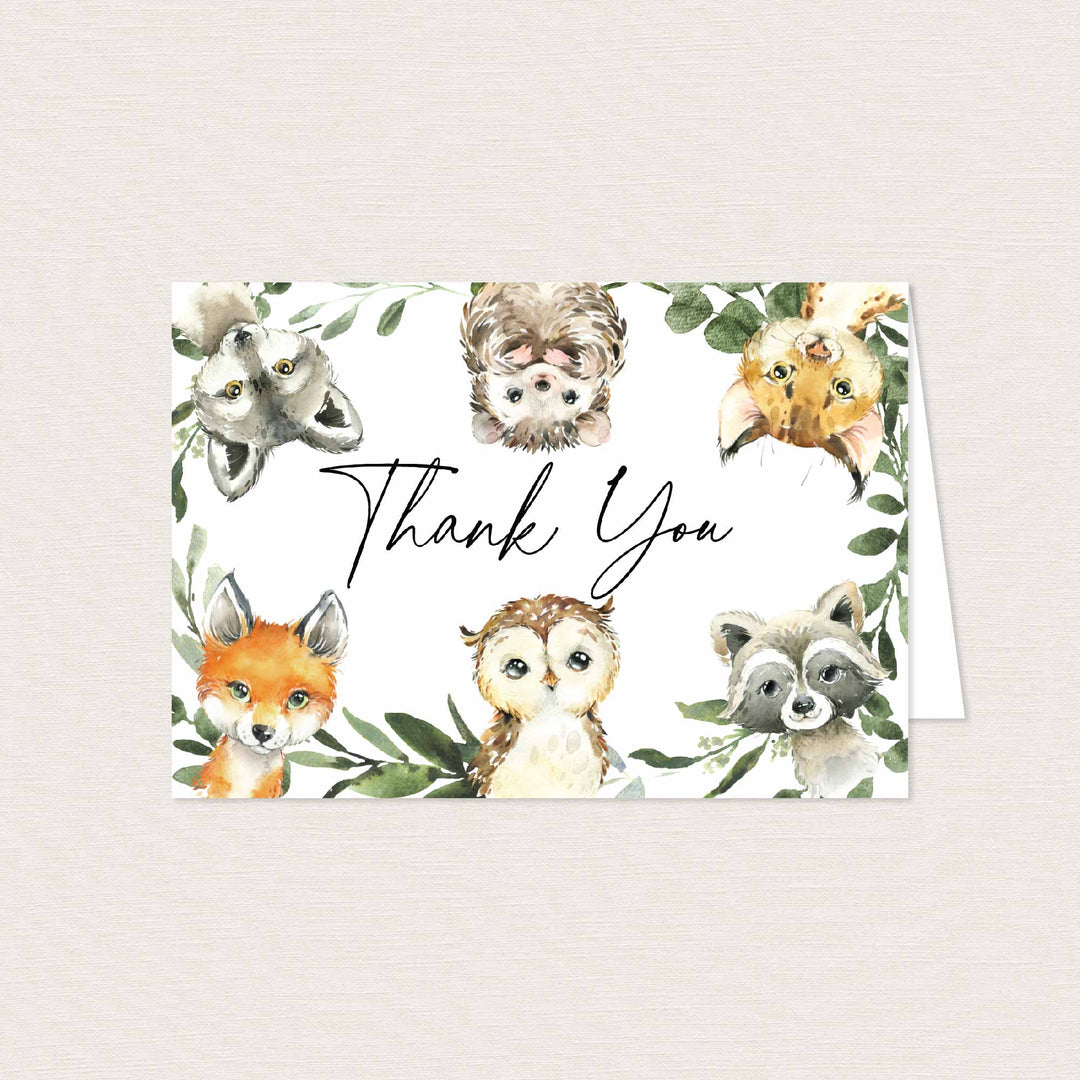 Little Woodland Baby Shower Thank You Card Printable