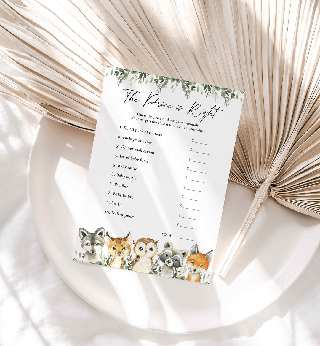 Little Woodland Baby Shower The Price Is Right Game Printable