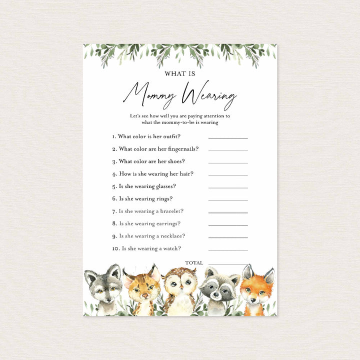 Little Woodland Baby Shower What Is Mummy Wearing Game Printable