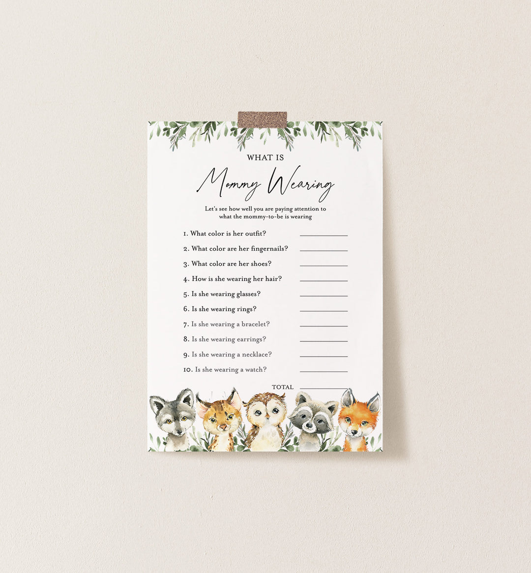 Little Woodland Baby Shower What Is Mummy Wearing Game Printable