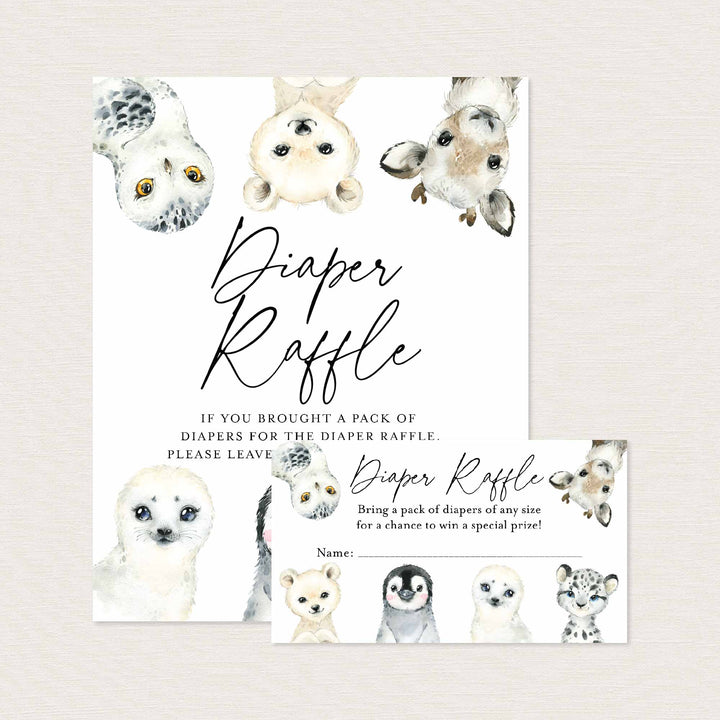 Little Arctic Baby Shower Diaper Raffle Printable