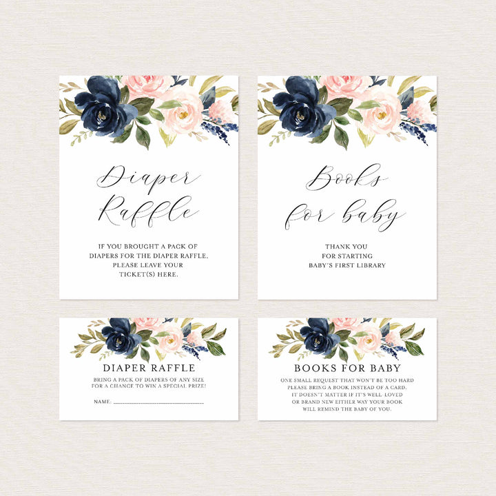 Navy Blush Baby Shower Suite Printable