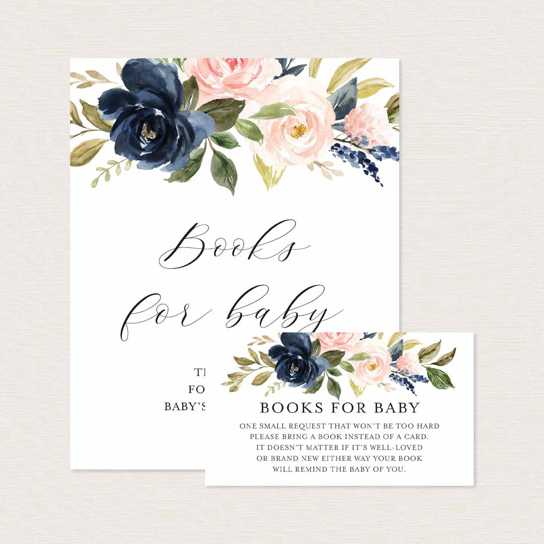 Navy Blush Baby Shower Books For Baby Printable