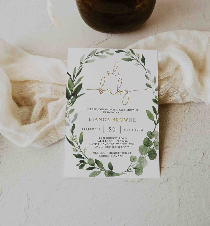 Foliage Baby Shower Invitation Printable