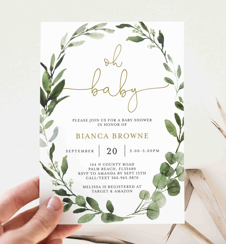 Foliage Baby Shower Invitation Printable