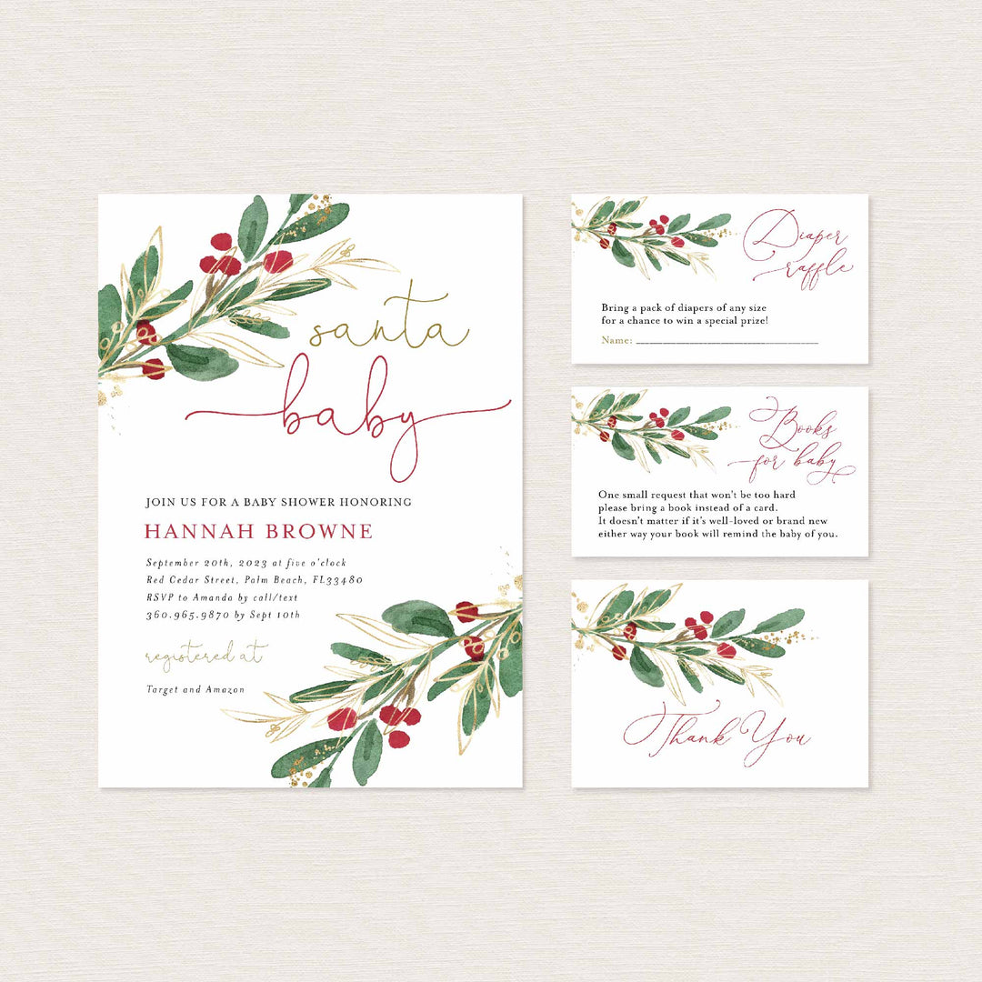 Winter Berry Baby Shower Suite Printable