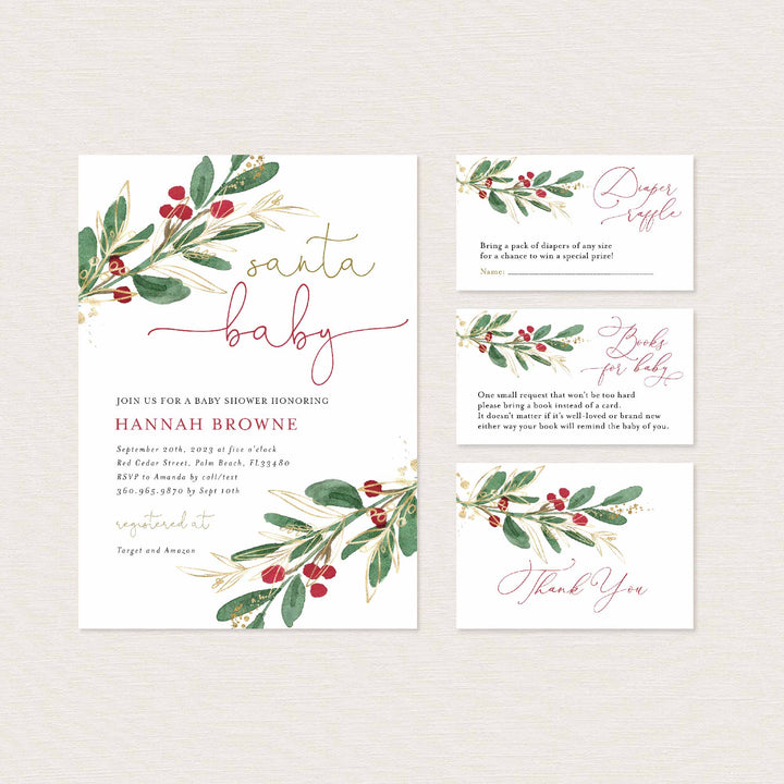 Winter Berry Baby Shower Suite Printable