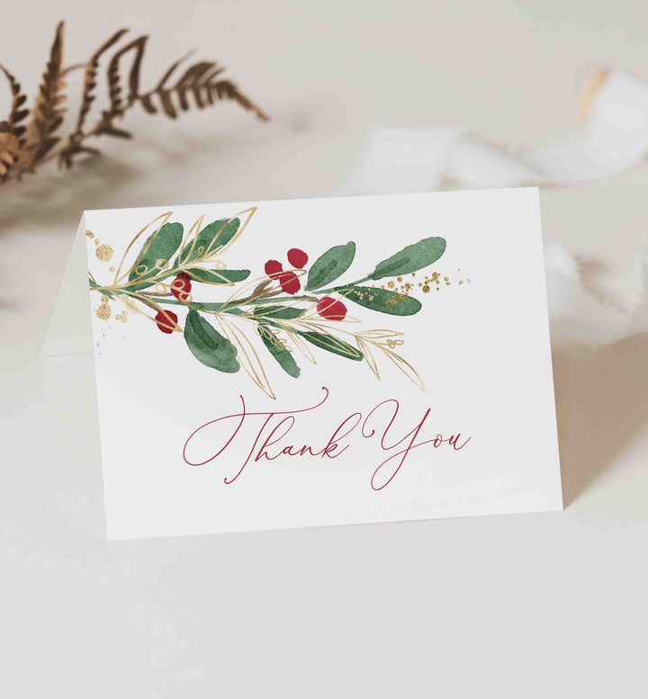 Winter Berry Baby Shower Thank You Card Printable