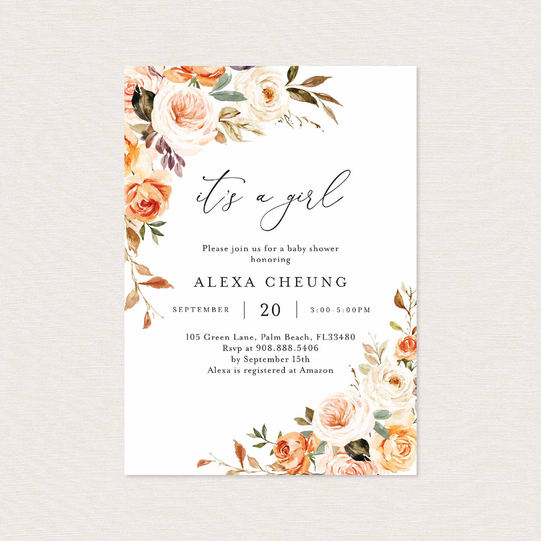 Autumn Garden Baby Shower Invitation Printable