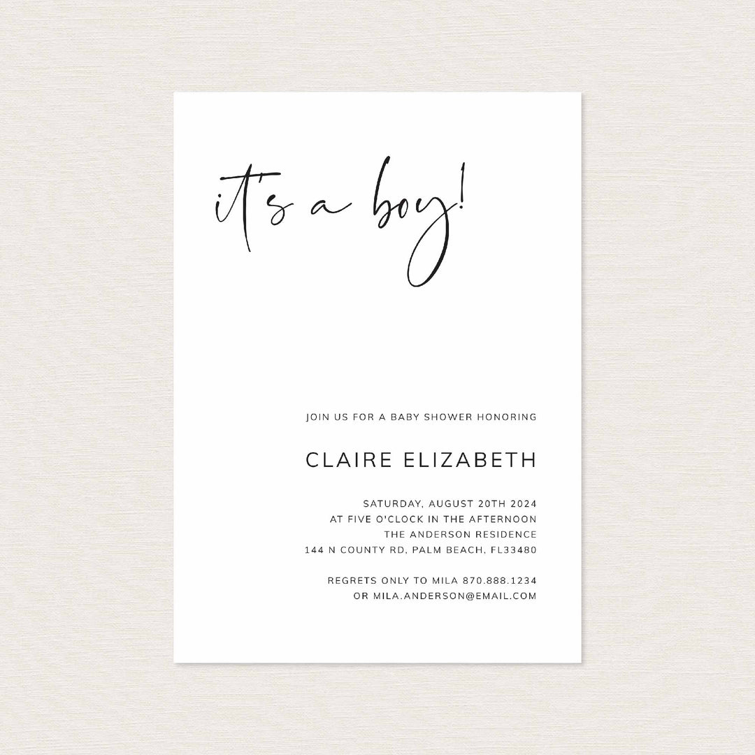 Modern Minimal Baby Shower Invitation Printable