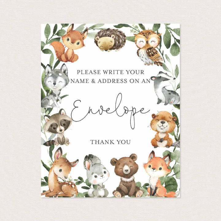 Baby Woodland Baby Shower Address An Envelope Sign Printable