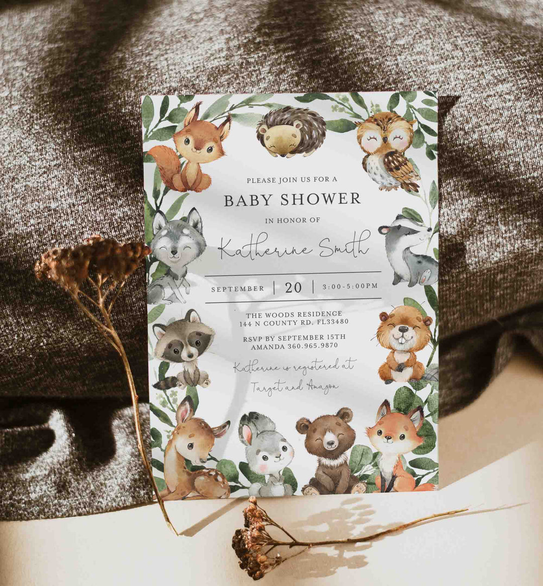 Baby Woodland Baby Shower Invitation Printable