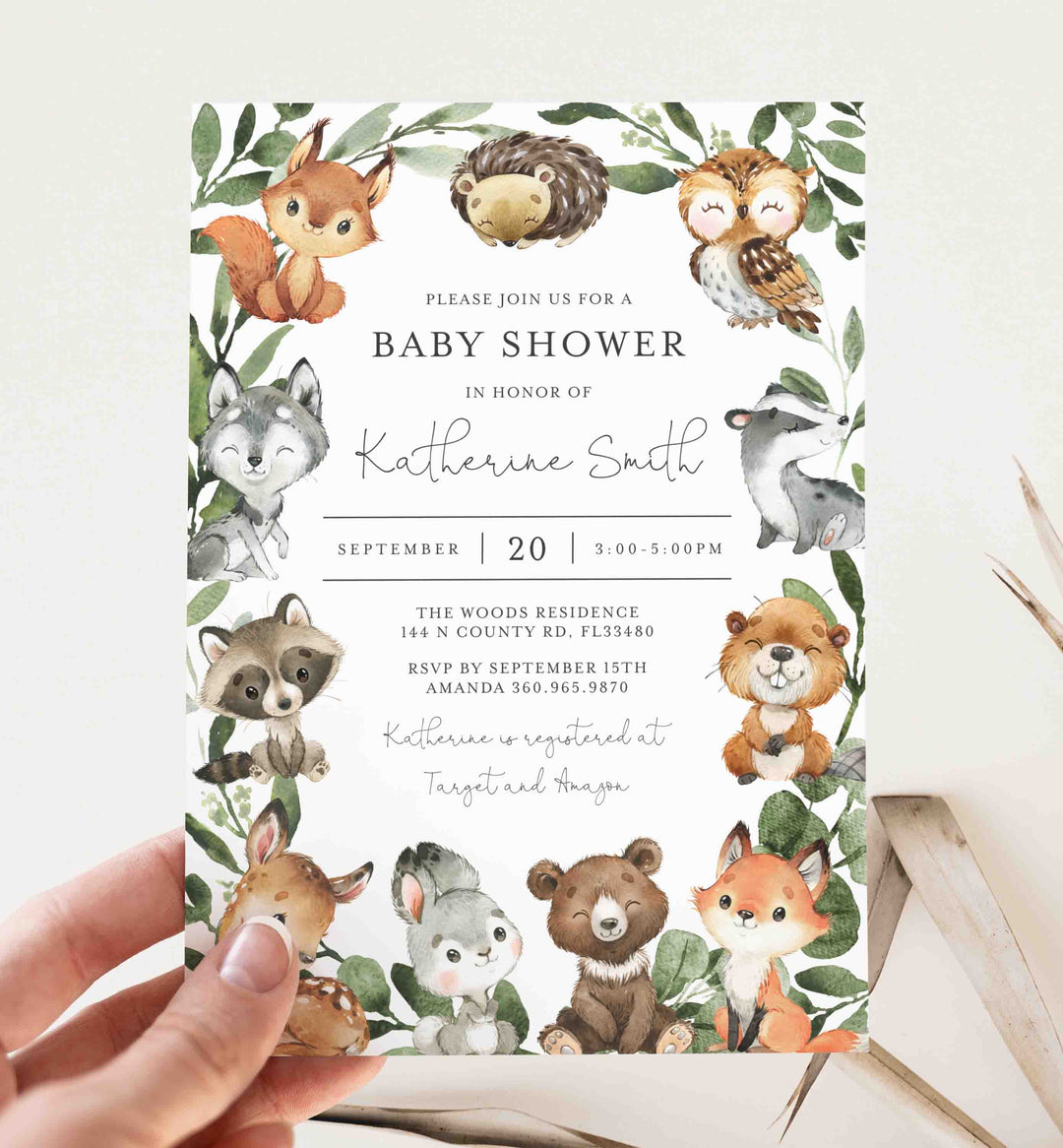 Baby Woodland Baby Shower Invitation Printable