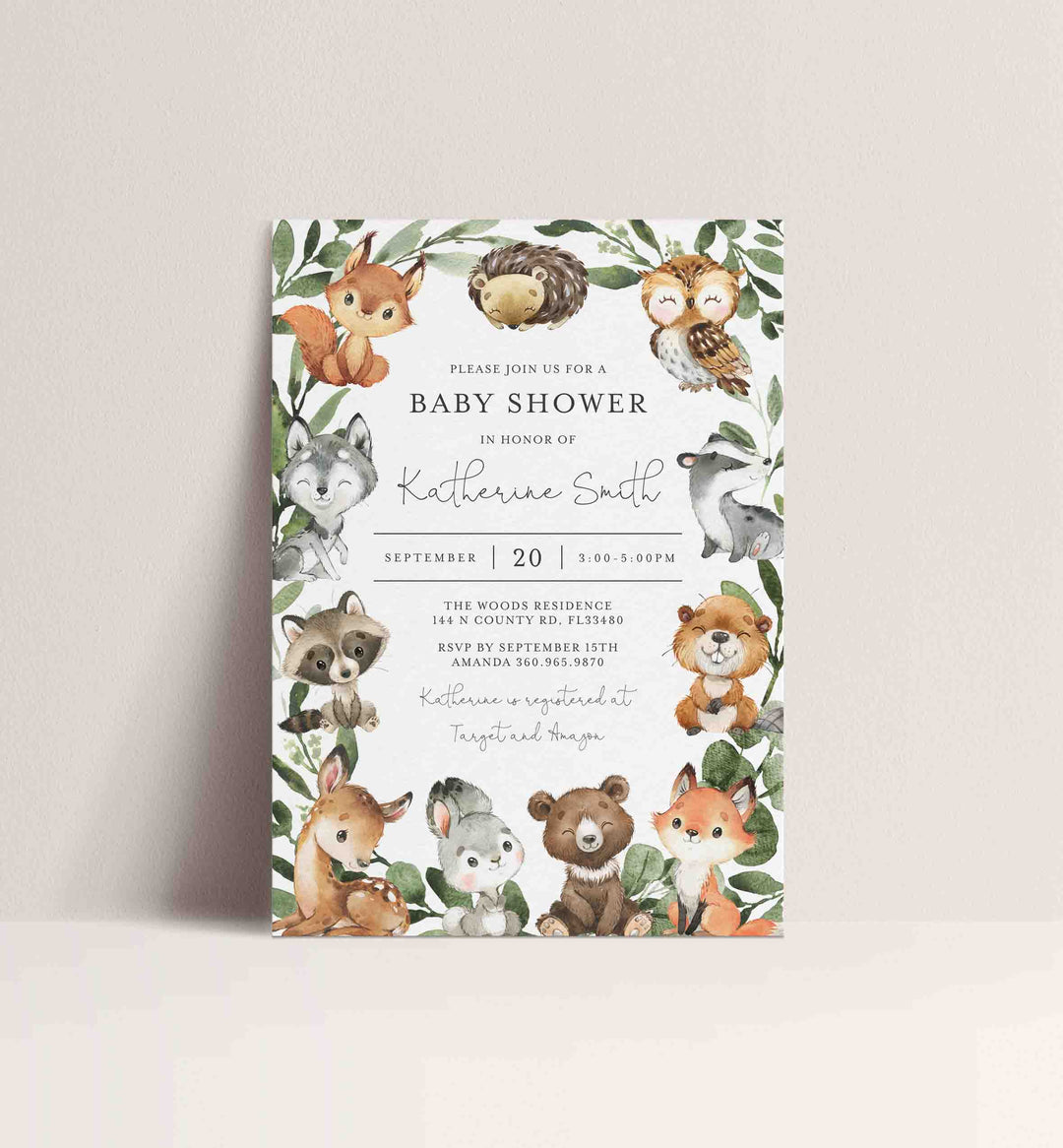 Baby Woodland Baby Shower Invitation Printable