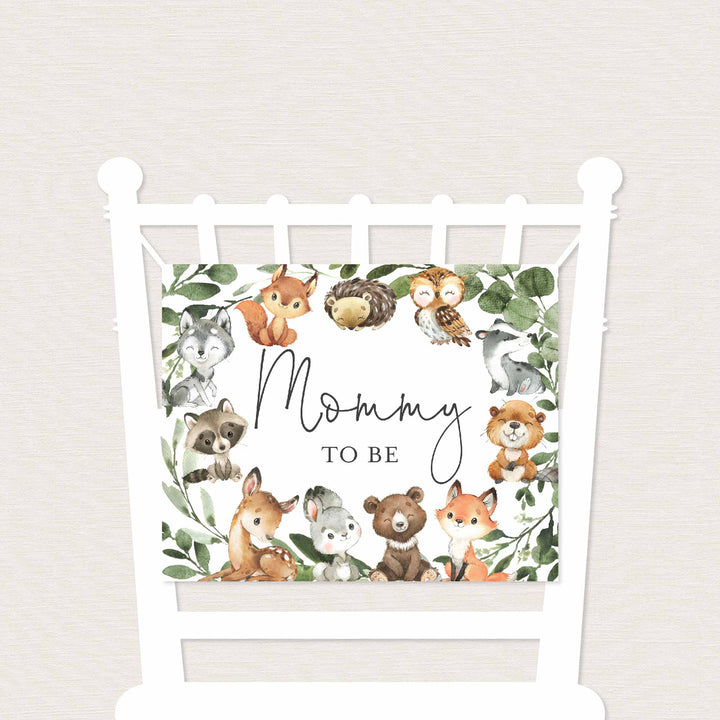 Baby Woodland Mummy and Daddy To Be Chair Sign Printable