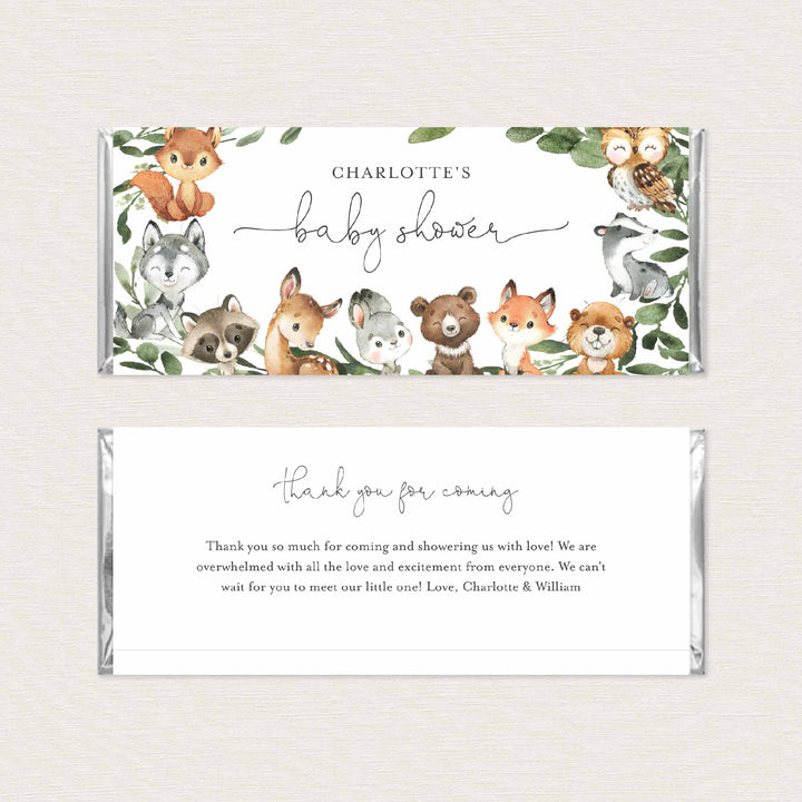 Baby Woodland Baby Shower Chocolate Bar Wrapper Printable