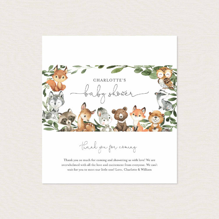 Baby Woodland Baby Shower Chocolate Bar Wrapper Printable