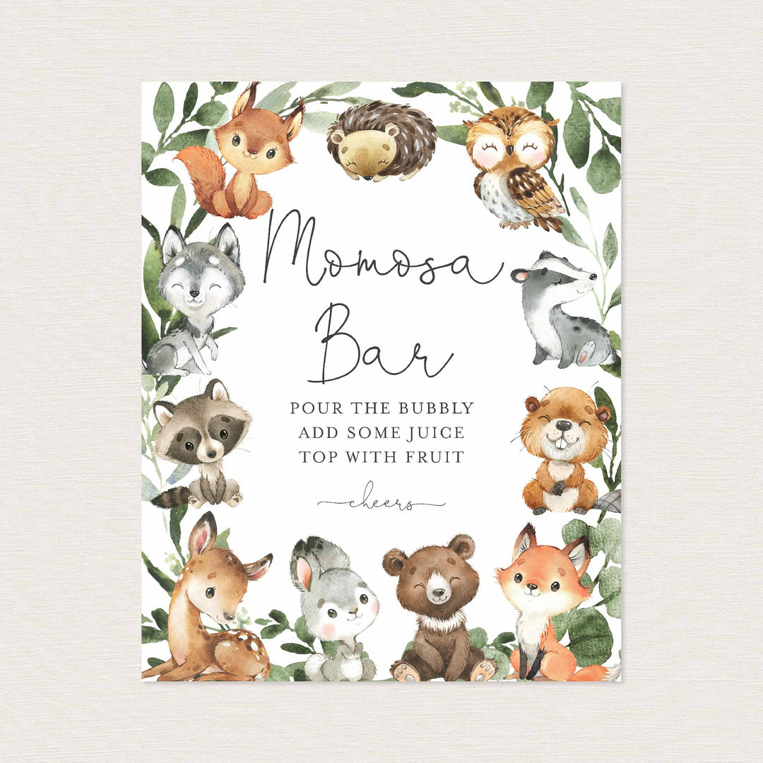 Baby Woodland Baby Shower Mimosa Bar Sign Printable