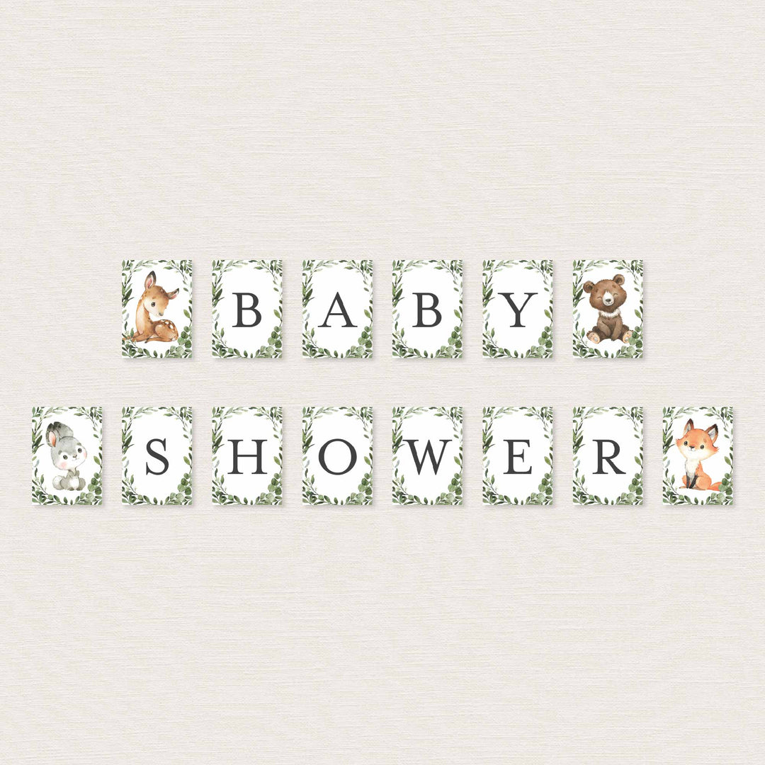 Baby Woodland Baby Shower Party Banner Printable