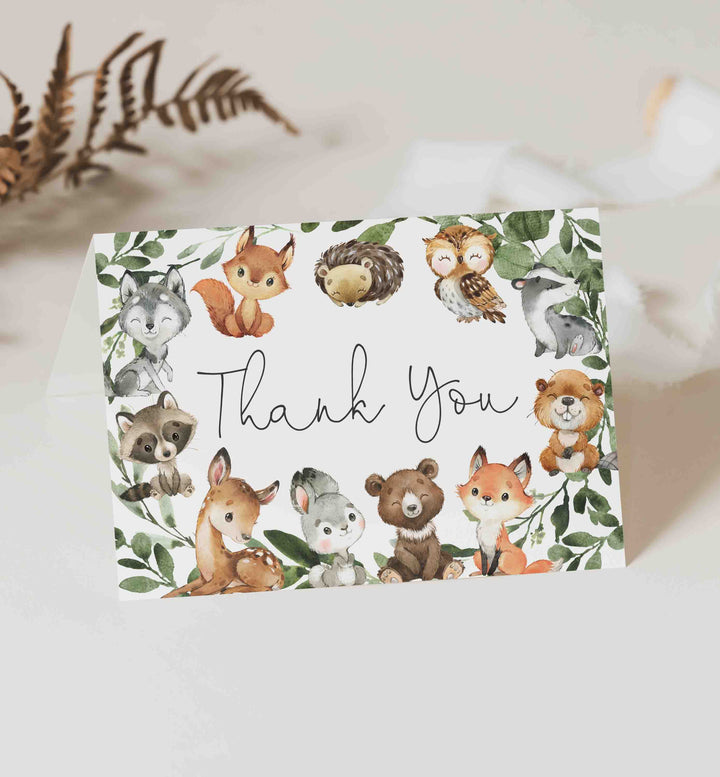 Baby Woodland Baby Shower Thank You Card Printable