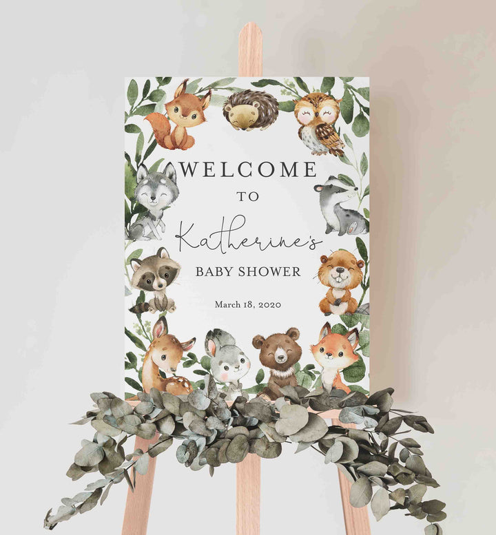 Baby Woodland Baby Shower Welcome Sign Printable