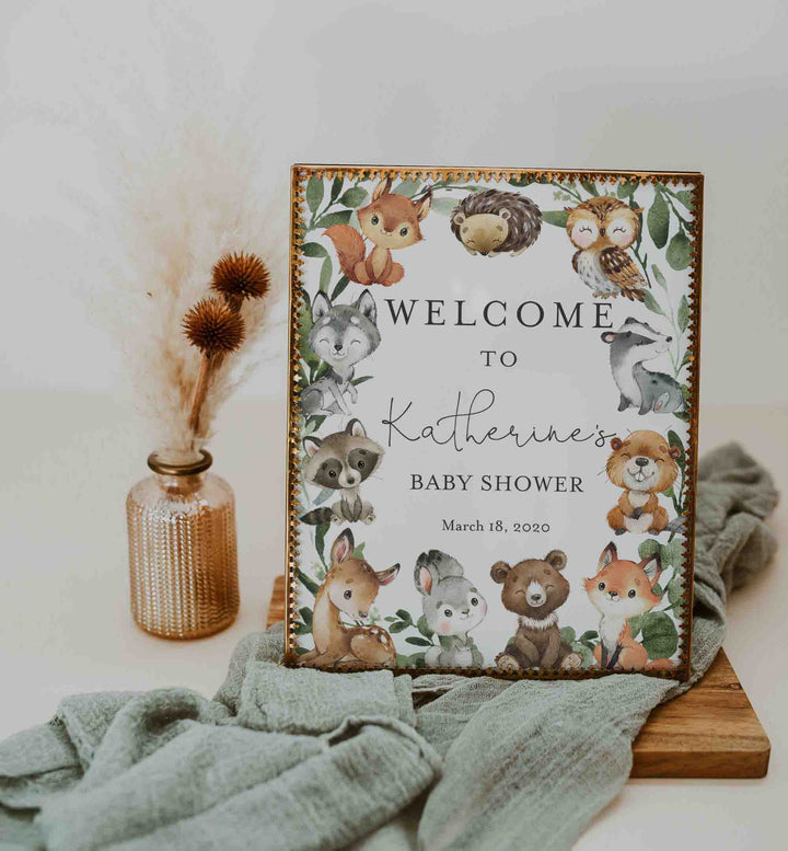 Baby Woodland Baby Shower Welcome Sign Printable