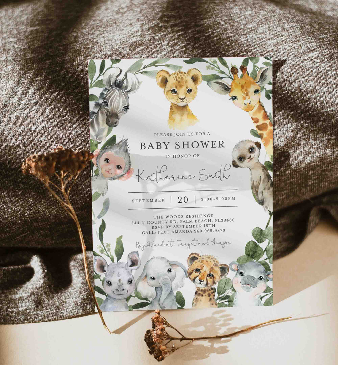 Little Safari Baby Shower Invitation Printable