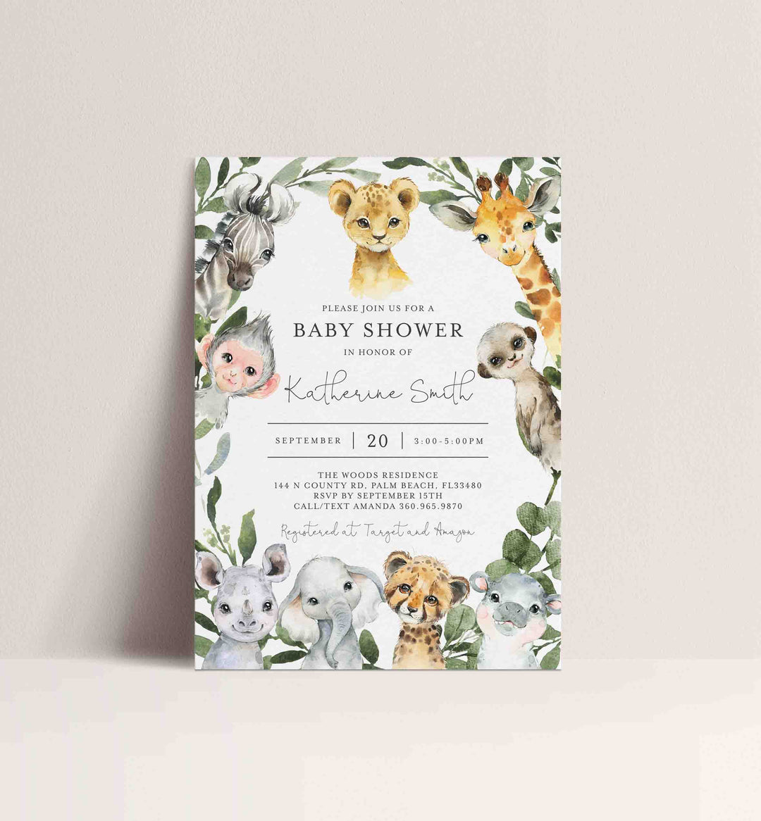 Little Safari Baby Shower Invitation Printable