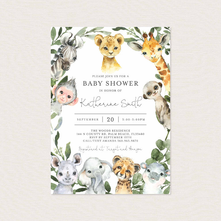 Little Safari Baby Shower Invitation Printable