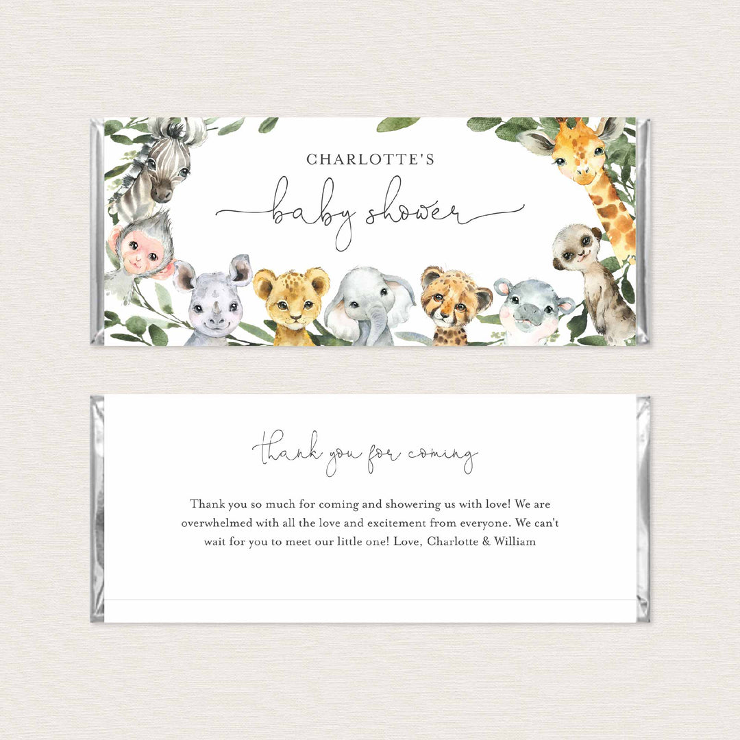 Little Safari Baby Shower Chocolate Bar Wrapper Printable