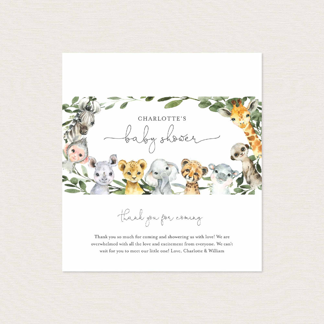 Little Safari Baby Shower Chocolate Bar Wrapper Printable