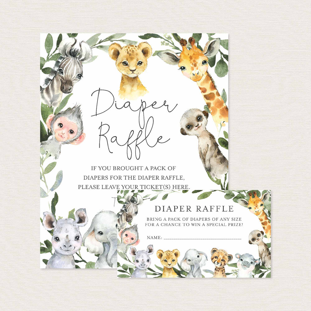 Little Safari Baby Shower Diaper Raffle Printable