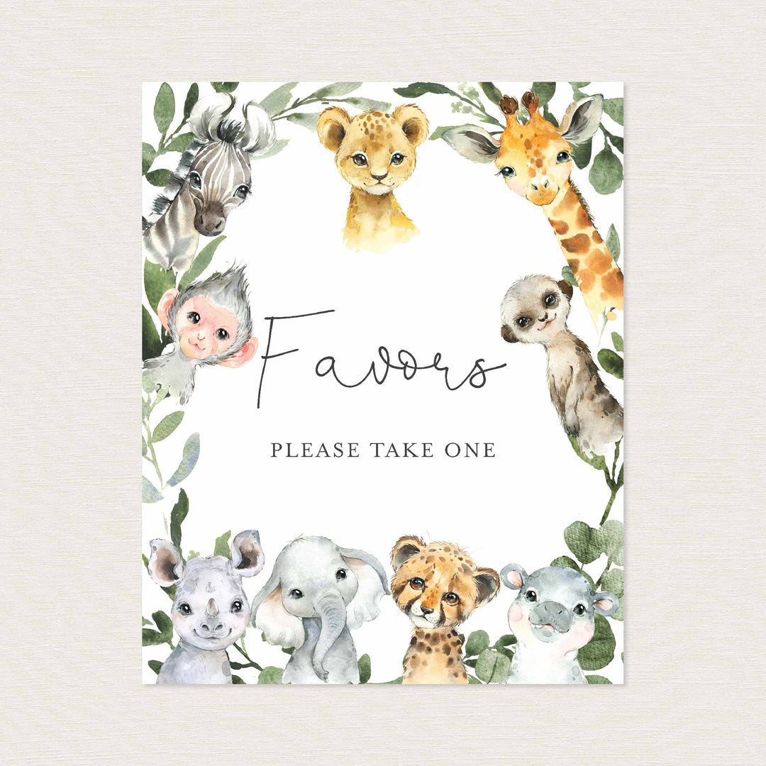 Little Safari Baby Shower Favours Sign Printable