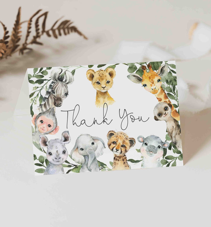 Little Safari Baby Shower Thank You Card Printable