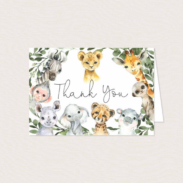 Little Safari Baby Shower Thank You Card Printable