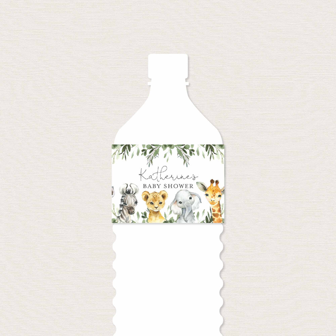 Little Safari Baby Shower Water Bottle Label Printable