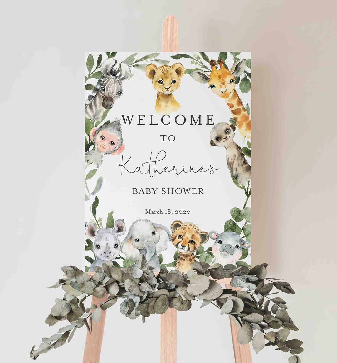 Little Safari Baby Shower Welcome Sign Printable