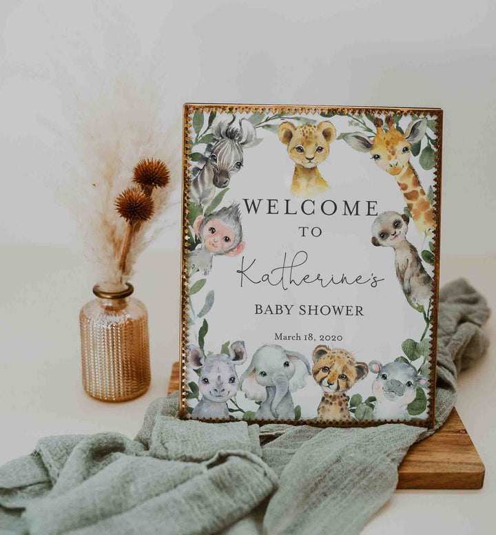 Little Safari Baby Shower Welcome Sign Printable