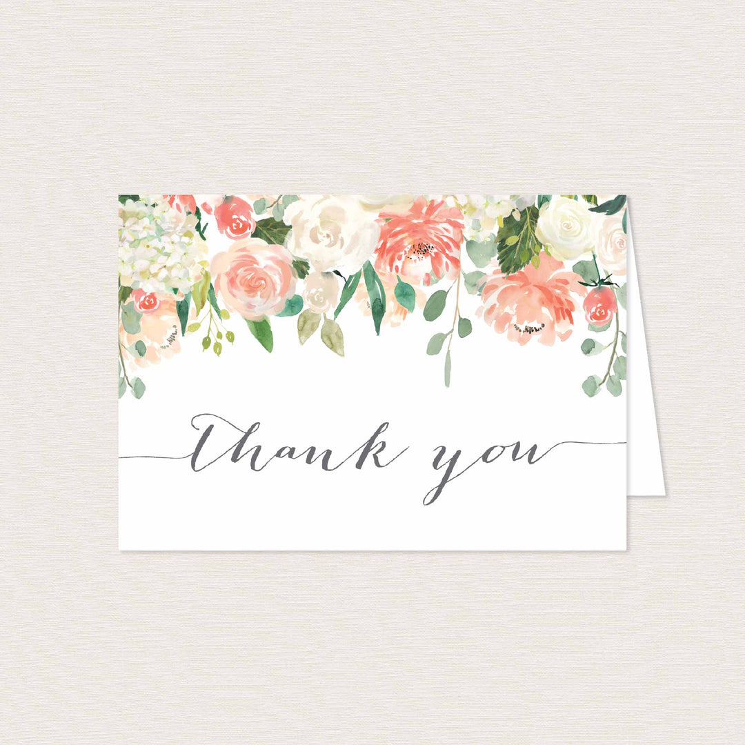 Peach and Cream Bridal Shower Thank You Card Printable