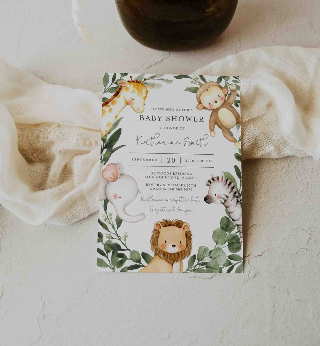 Safari Friends Baby Shower Invitation Printable